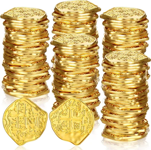 Miniatura 7 de Hanaive 50 Piezas Monedas de Metal del Tesoro Monedas Piratas de Metal Monedas de Oro Falsas Fichas de Juego Doblón Español Fichas del Tesoro
