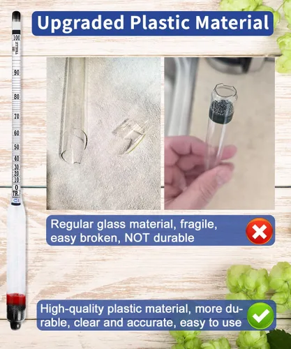 Miniatura 3 de CIMALAB Hidrómetro - Medidor de alcohol, hidrómetro de alcohol 0-200 a prueba e hidrómetro de alcohol tradicional, hidrómetro a prueba de alcohol