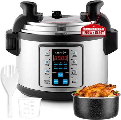 Miniatura 9 de Olla a presión comercial de 12 L/12.8 cuartos de galón, olla a presión 10 en 1 con olla antiadherente, olla a presión eléctrica de 1400 W