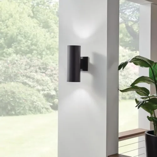 Miniatura 6 de Kichler Cylinders - Aplique de pared para exteriores de 12 pulgadas en negro, lámpara de pared exterior de 2 luces, accesorio cilíndrico