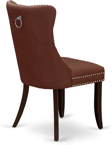 Miniatura 7 de East West Furniture DAP3F26 Dallas Parson - Juego de 2 sillas de comedor tapizadas de tela de poliéster color burdeos con botones copetudos