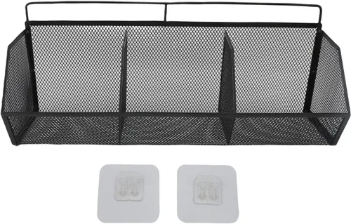 Miniatura 7 de Cesta de alambre de metal, 3 rejillas para colgar en la pared, organizador de almacenamiento de apertura inclinada para cocina, baño, lavandería