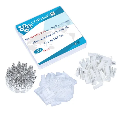 Miniatura 68 de CQRobot JST EL 4.5 mm de paso 2 pines conector electrónico IC macho, enchufes hembra carcasa y kit de terminales de crimpado en T macho/hembra. 50