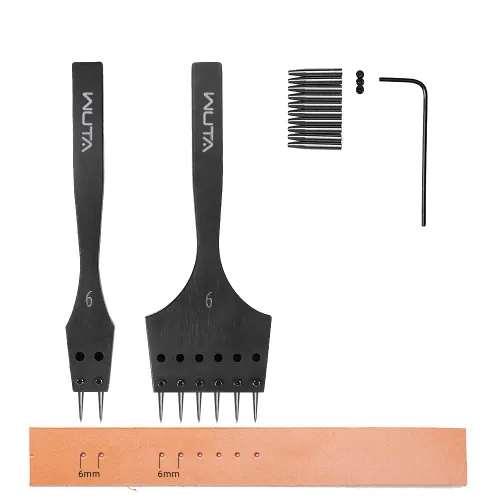 Miniatura 17 de WUTA Juego de Herramientas de Trabajo Profesional para Cuero Desmontable, Perforadora de Círculo, Punzón de Costura, Kit de Herramientas Manuales