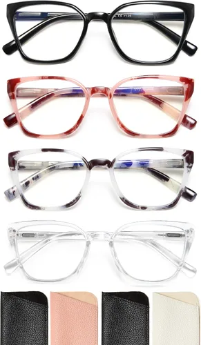 Miniatura 9 de EYEURL Paquete de 4 lentes de lectura con diseño de ojo de gato para mujer, lentes de bloqueo de luz azul, para lectura de computadora a la moda