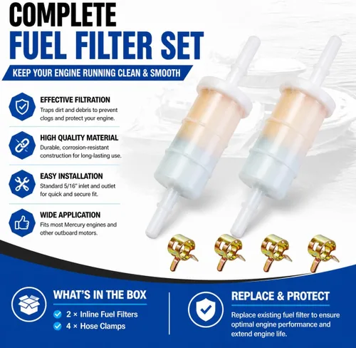 Miniatura 4 de 2PCS filtros de combustible en línea 879885Q para Mercury y Mariner 4 tiempos EFI 30-350 HP motor fuera de borda 879885T 879885K Sierra 18-7718