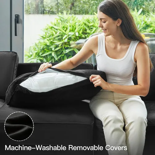 Miniatura 5 de Belffin - Sofá seccional modular con asientos de almacenamiento de terciopelo, en forma de L, con rincón, convertible, con diván, color negro