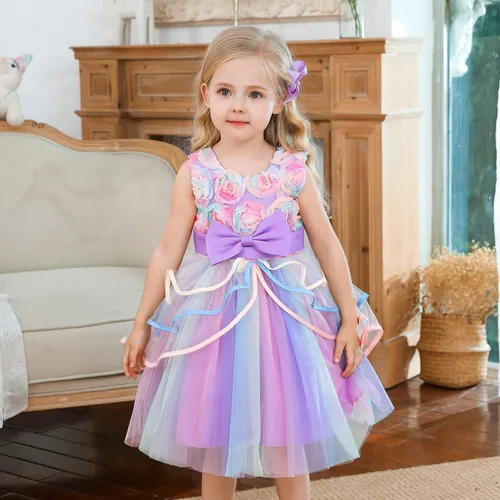 Miniatura 5 de NNJXD Vestido de niña de las flores para niños con volantes vestidos de novia de fiesta de encaje