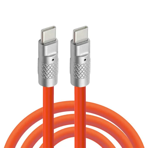 Miniatura 10 de cablecc Tipo A USB-A a USB-C Silicona Líquida Ultra Suave 120W Power USB2.0 Datos Cable Naranja Carga Rápida para Computadora Portátil Tableta