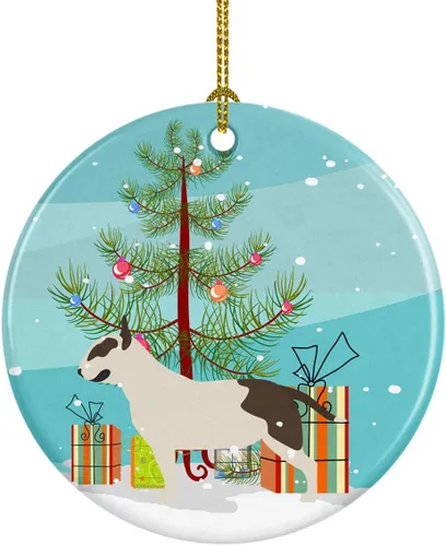 Miniatura 7 de Caroline's Treasures Bulldog inglés «Merry Christmas» adorno de cerámica para árbol de Navidad, decoración colgante para el hogar, Navidad, fiestas
