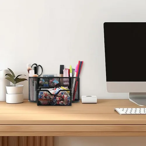 Miniatura 7 de Organizadores de escritorio y accesorios Newkita con soporte para lápices y bolígrafos, suministros con 8 compartimentos y 1 cajón extraíble