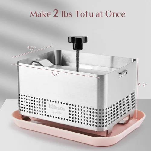 Miniatura 2 de Prensa de tofu de acero inoxidable, Paneer Maker con diseño mejorado de prensa profunda, mejora el sabor y la textura del tofu, para tofu casero