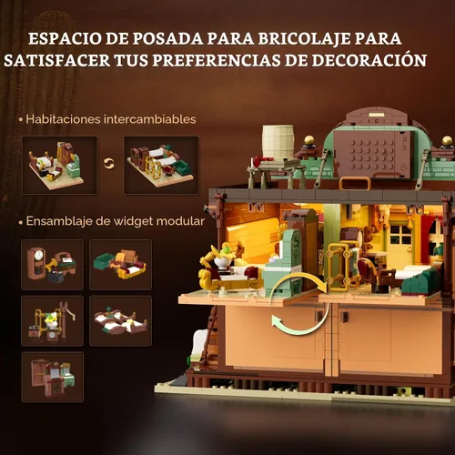 Miniatura 5 de Lumibricks Western-Inn - Juego de 2682 piezas de construcción de hotel de construcción ligera The Old West Inn para adultos y amantes del oeste