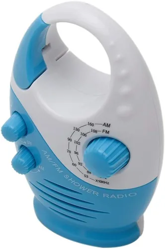 Miniatura 3 de UXELY Radio de ducha, radio de baño AM FM, radio de ducha colgante impermeable con volumen ajustable altavoz integrado (blanco azul)