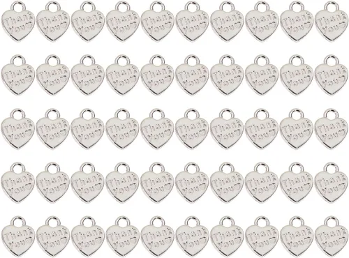 Miniatura 7 de Shapenty Dijes de corazón de agradecimiento de doble cara para aretes, pulsera, collar, colgante, llavero, fabricación de joyas, botella de vidrio