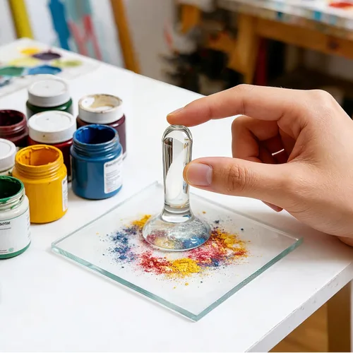 Miniatura 6 de Nuanchu Muller de vidrio para hacer pintura, suministros de arte Muller de 1.57 pulgadas para artistas, aparato de maja para acuarela, aceite