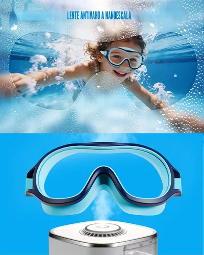 Miniatura 4 de Aegend Paquete de 2 gafas de natación para niños de 3 a 15 años, antivaho, anti-UV, visión amplia, impermeables, sin fugas, para niños y niñas Azul