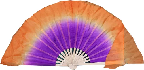 Miniatura 20 de Winged Sirenny Pares de abanicos plegables de seda cortos de 4 pulgadas (3.9 in) para adoración y baile popular chino (negro a morado)