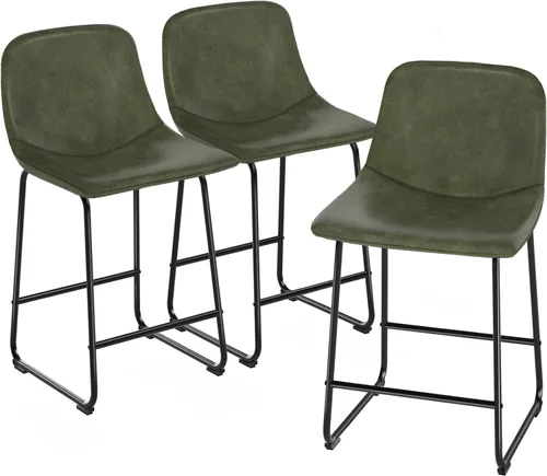 Miniatura 35 de TAVR Furniture Leathaire - Juego de 2 taburetes de tela con altura de mostrador, sillas de isla sin brazos, con capacidad para hasta 500 libras