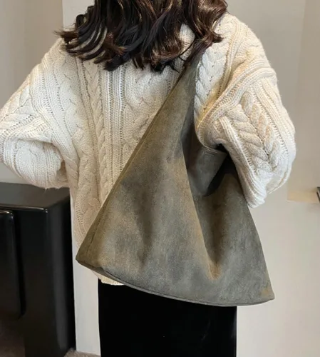 Miniatura 3 de Bolsos de ante modernos para mujer Bolsos de trabajo Bolsos de ante retro Bolso de mano holgado para viajes Bolso de oficina Bolso universitario 2025