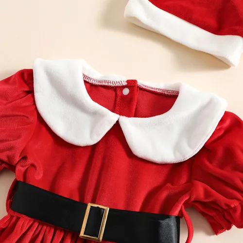 Miniatura 2 de Conjunto de sombrero de princesa de forro polar de manga corta para niñas pequeñas vestidos de bebé niña de 3 meses