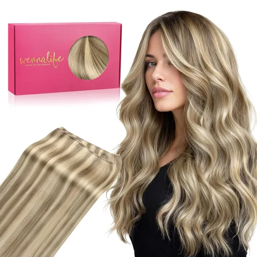 Miniatura 24 de WENNALIFE Extensiones de cabello humano real, 20 pulgadas, 3.53 onzas, color marrón chocolate, trama, cabello Remy atado a mano, extensiones