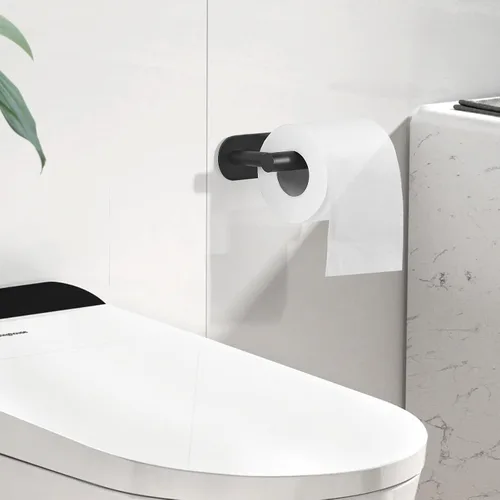 Miniatura 7 de DGWHYC Soporte autoadhesivo para papel higiénico, Soporte de papel higiénico negro mate a prueba de óxido de acero inoxidable 304 para baño, cocina