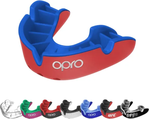 Miniatura 23 de OPRO Protector bucal moldeable de nivel plateado, ajuste esencial (negro/rojo) para niños y jóvenes, protector bucal de boxeo para artes marciales