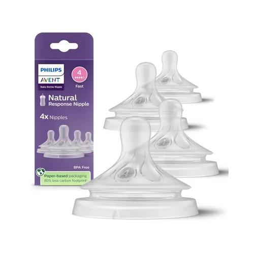 Philips Avent Tetinas de respuesta natural, flujo rápido (flujo 4), paquete de 4, SCY964/44