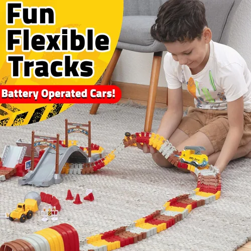 Miniatura 3 de Kit de inicio de pistas de resplandor USA Toyz Pistas de carreras y 2 coches de juguete LED - 216 piezas Juego de pistas de carreras flexibles