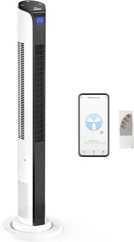 Miniatura 10 de ROVSUN Ventilador de torre sin aspas de 34 pulgadas con pantalla digital y control remoto, refrigeración turbo con 3 velocidades, temporizador de 9