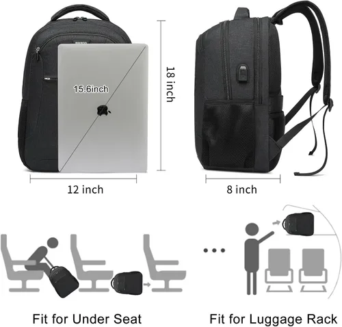 Miniatura 5 de BIKROD Mochila para hombres y mujeres, mochila escolar para niños, resistente al agua, para viajes de negocios, laptop, para laptop de 15.6 pulgadas