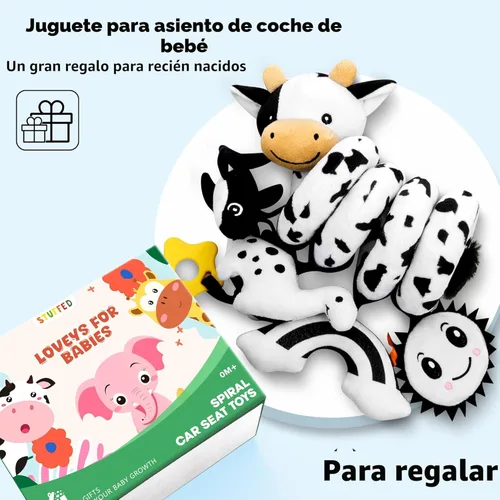 Miniatura 7 de Asiento de coche en espiral para bebés de 0 a 6 meses, asiento de coche para bebé, juguetes sensoriales de alto contraste, accesorios para colgar