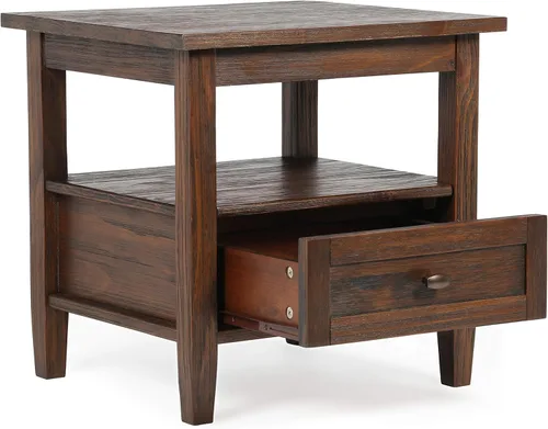 Miniatura 4 de SIMPLIHOME Warm Shaker - Mesa auxiliar de madera maciza de 20 pulgadas de ancho x 20 pulgadas de alto, color marrón carbón envejecido, mesa