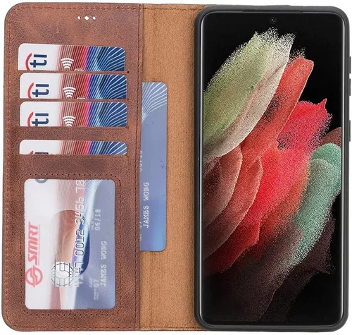 Miniatura 10 de HARDISTON Funda de piel compatible con Samsung Galaxy S22 Ultra – Funda magnética fuerte desmontable hecha a mano con tarjeteros y soporte, Negro