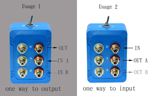 Miniatura 2 de Sin ruido 2 en 4 salida o 4 en 2 salida Audio Selector de sonido RCA hembra canal estéreo 2 interruptor divisor caja conmutación sin alimentación