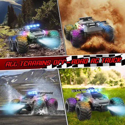 Miniatura 5 de Coche de Control Remoto EpochAir - 20km/h 1:18 Coches RC de Alta Velocidad Todo Terreno con Luz Roja Trasera y Faros y Linternas, 2.4GHz Coche