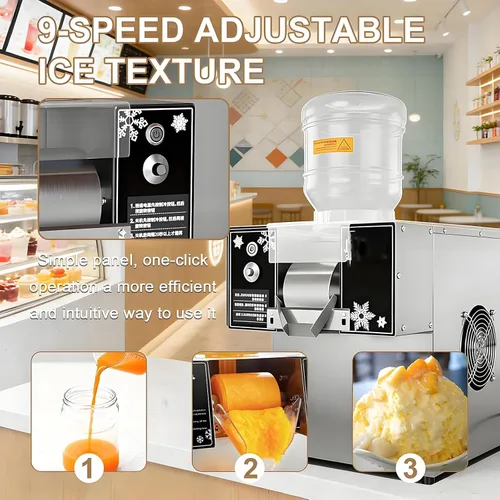 Miniatura 5 de Commercial Snowflake Ice Machine Shaved Ice Machine With Rapid Cooling Adjustable Speed Ice Cream Maker, Food-Grade Stainless Steel