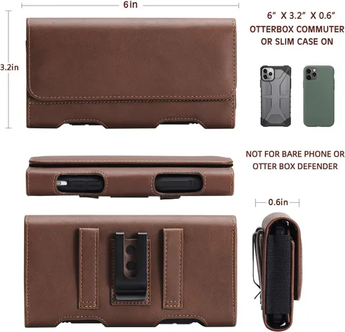 Miniatura 2 de BECPLT Funda Holster de Cuero Tipo Bolsa para iPhone 17 Pro 17/16/15/14/13/12/11 Pro con Clip para Cinturón y Trabillas para Cinturón