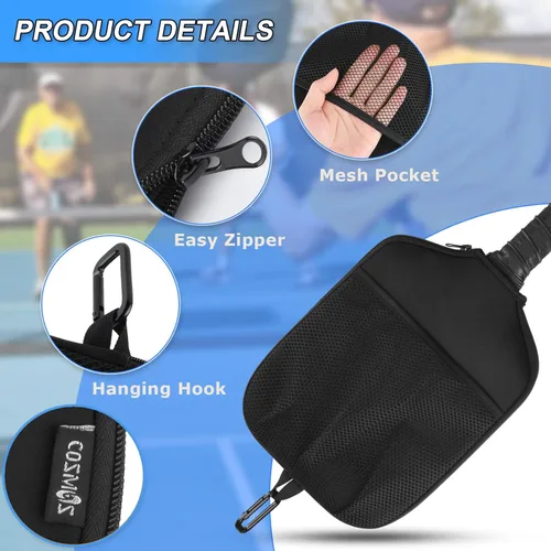Miniatura 3 de Cosmos 2 piezas de Pickleball Paddle Cover Paddle Case Bag Pickleball Raqueta Sleeve y Ball Storage Mesh Pocket para Pickle Ball Equipamiento De