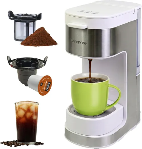 Miniatura 14 de Koolatron Kenmore - Cafetera de una sola porción y taza de viaje de acero inoxidable, compatible con cápsulas/pods y café molido, compatible con K