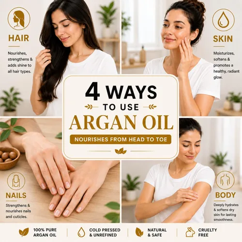 Miniatura 4 de Aceite de argán marroquí 100% puro USDA orgánico prensado en frío sin refinar – Tratamiento hidratante profundo para cabello seco y dañado, rizado