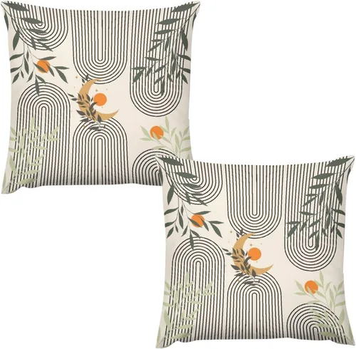 Miniatura 34 de Juego de 2 fundas de almohada florales retro de los años 70, Groovy Funky Hippie Flor Naranja Estética Boho Fundas de Almohada de 16 x 16 pulgadas