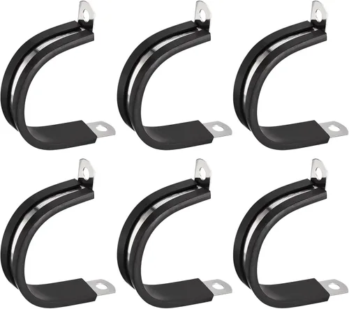 Miniatura 43 de uxcell Abrazadera de cable de 1/2 pulgada (0.472 in) de acero inoxidable 304 Abrazadera aislada acolchada de goma de acero inoxidable en forma de R
