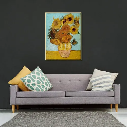 Miniatura 5 de Wieco Art Arte Enmarcado Girasol Lienzo Grande Impresiones Arte de Pared por Vincent Van Gogh Pinturas al Óleo Lienzo Enmarcado Arte de Pared