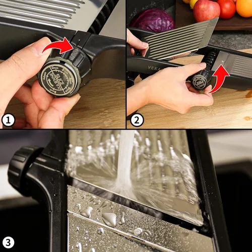 Miniatura 6 de VEKAYA - Rebanadora de mandolina para cocina, rebanadora de verduras ajustable, picadora de alimentos, cortadora de papas, mandolina, rebanadora
