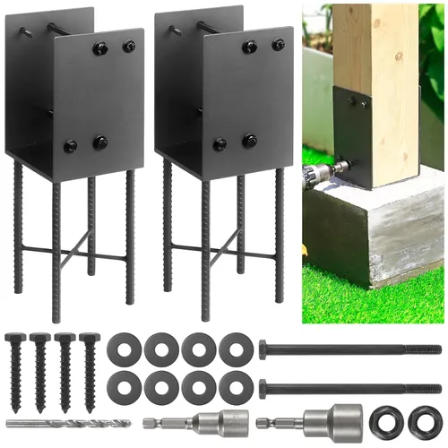 Miniatura 7 de 4"x4" (Real 3.5"x3.5") Soporte de poste en U de acero inoxidable, anclaje de poste para hormigón húmedo, soporte de base de poste resistente