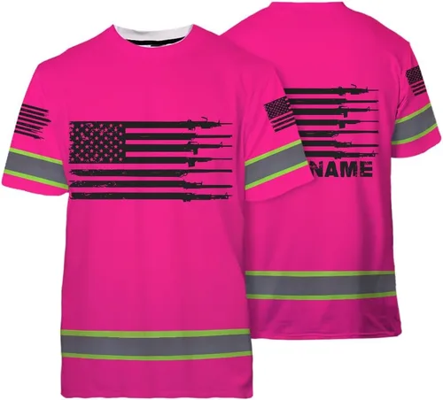 Miniatura 17 de Maddly Colección de ropa de trabajo de alta visibilidad con bandera de EE. UU., personalizada con nombre para trabajadores, corredores, camioneros