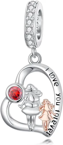 Miniatura 128 de PROESS Dije para padre, madre e hija, pulsera de plata de ley para pulseras, regalos de cumpleaños, día de San Valentín, para hija, madre, amante