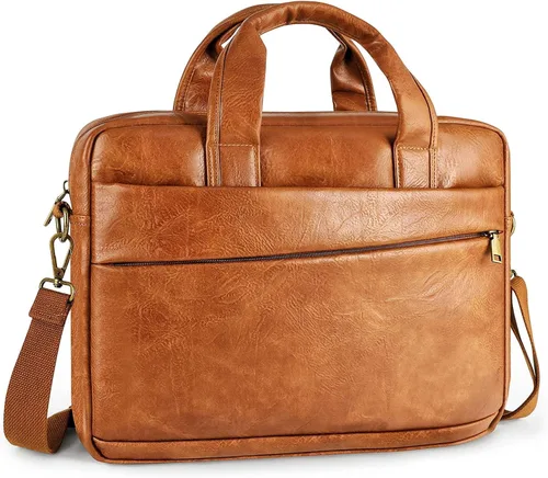 Miniatura 18 de Bolso de Mensajero de Cuero Sintético para Hombre Bolsa de Laptop de 17-17.3 Pulgadas para Hombre Bolsa de Cuero de Oficina Convertible Mochila 3